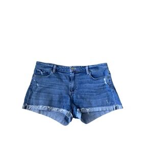 PAIGE Jimmy Jimmy Shorts Womens 31 Blue Cuffed Distressed Hem Denim Mid Rise